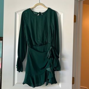 Selfie Leslie Forest Green Faux Wrap Mini Dress